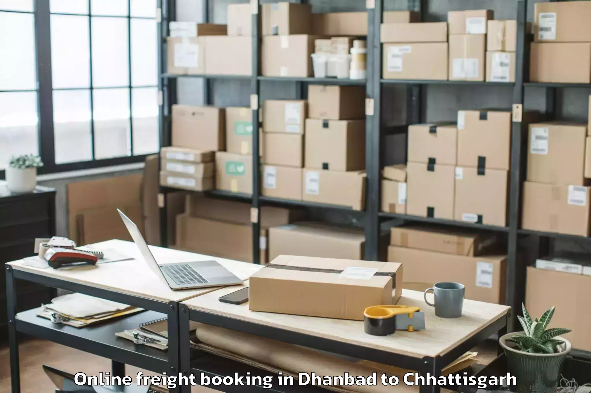 Book Dhanbad to Bastanar Online Freight Booking